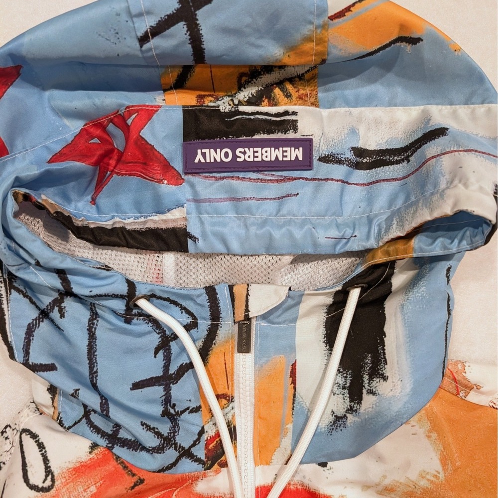 Members Only Basquiat Windbreaker Hooded Jacket Size L Multicolor Graffiti Art - Picture 4 of 10